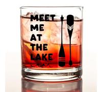 kunlisa Lake Lovers Gifts Whiskey Glasses, Lake House Decor and Gifts, Meet Me at the Lakes 10 oz Drinking Rocks Glasses for Women Men Whisky Cocktail Scotch Bourbon Liquor
