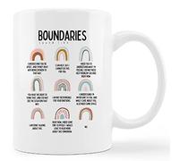 kunlisa Mental Health Boundaries Sound Like Boho Rainbow Ceramic Mug-11oz Coffee Milk Tea Mug Cup,Home Girls Room Mental Health Therapist Office Decor,Teens Gifts,School Counselor Therapist Gifts