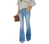 KUNMI Women's Flare Bell Bottom Jeans High Waisted Wide Leg Bootcut Jeans Stretchy Denim Pants, Bb006-blue, 12