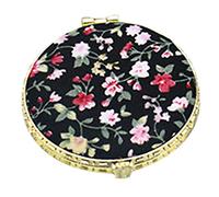 KunmniZ 1Pc Round Mini Pocket Makeup Flower Mirror Cosmetic Tool Double Side Portable Compact Mirror Random Color (Black)