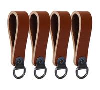 KUNN 4-Piece Leather Tool Belt Suspender Loops, Heavy Duty Suspender Strap Connectors, Brown, Classic Style