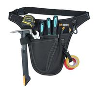 KUNN 4-Pocket Tool Pouch Belt for Tool Organizer,Heavy Duty Construction Adjustable Belt to 52 Inches,Black