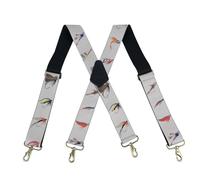 KUNN Mens Suspenders with Bronze Hooks Elastic 2 Inch Wide Heavy Duty Work Suspender Adjustable Braces, Fly Fish, Regular size