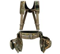 KUNN Professional Tool Belt with Suspenders for Men, Heavy Duty Framing Tool Belts with Detachable Padded Suspenders & Multi-Pocket Pouch for Carpenters, Construction, Electricians, Roofing,Camo