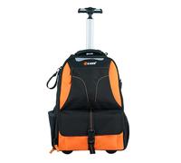 KUNN Rolling Tool Backpack,Heavy Duty 37-Pocket Tool Bag with Wheels for Electrician,Technician and HVAC,Orange