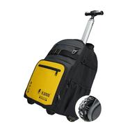 KUNN Tool Backpack with Wheels, Heavy Duty Rolling Tool Bag with 47 Pockets & Loops, Water-Resistant Work Backpack for Electrician Construction HVAC, Yellow