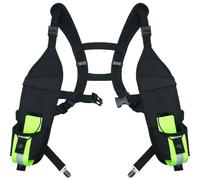 KUNN Universal Double Radio Shoulder Harness Holster with Reflective Pocket,Two Way Radio Holder for Motorola,Baofeng, no Chest Strap Walkie Talkie Holder for SAR,Police