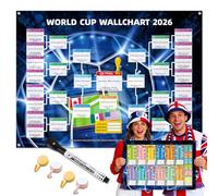 Kunoli 2026 FIFA World Cup Schedule Poster - 48 Teams Tournament Wall Chart, 2-in-1 Double-Sided Match Fixtures & Team Info, A1 Size 84x57cm, PVC Material, Football Party Decor & Fan Gift