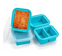 Kunoli 4 Pack Silicone Freezer Moulds, Soup Containers, Ice Cube Tray with Lid for Storing Freezing Soup, Broth, Sauce, Stews,Curries (1 Cup/250 mL & 1 Cup/500 mL)