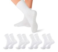 Kunoli 4 Pairs Pilates Yoga Socks，Reformer Pilates Grip Sock, Non Slip White Cotton Grippy Socks for Women Ladies Pilates Yoga Ballet Dance Gym Workout Sport Exercise