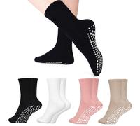 Kunoli 4 Pairs Pilates Yoga Socks，Reformer Pilates Grip Sock, Non Slip White Cotton Grippy Socks for Women Ladies Pilates Yoga Ballet Dance Gym Workout Sport Exercise