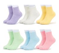 Kunoli 6 Pack Fluffy Bed Socks for Women, Warm Cosy Fleece Socks Thermal Slipper for Causal Home Sleeping, Fit UK 4-7 (02, UK Size 4-7, Adult, Women, One Size, Alpha, UK Footwear Size System, Medium)