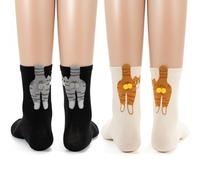 Kunoli Cute Cat Socks with Balls, 2 Pairs Cat Balls Socks, Cute Cotton Funny Socks with 3D Plush Balls (UK, Numeric, 2, 7, Regular, Regular, 2 Pairs)