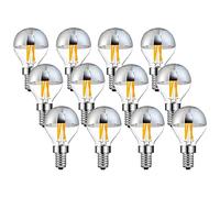 KUNOQXHA 4W G45 Edison LED Bulb 40W Equivalent Half Chrome Silver Tipped Dimmable Vintage LED Filament Bulbs E12/E14/E26/E27 Base Warm White 2700K Decorative LED Globe Light Bulb 6 Pack