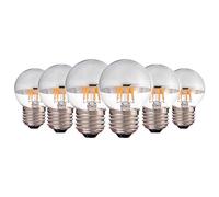 KUNOQXHA 4W G45 Edison LED Bulb 40W Equivalent Half Chrome Silver Tipped Dimmable Vintage LED Filament Bulbs E12/E14/E26/E27 Base Warm White 2700K Decorative LED Globe Light Bulb 6 Pack