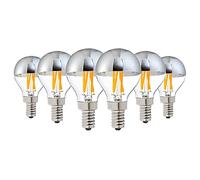 KUNOQXHA 4W G45 Edison LED Bulb 40W Equivalent Half Chrome Silver Tipped Dimmable Vintage LED Filament Bulbs E12/E14/E26/E27 Base Warm White 2700K Decorative LED Globe Light Bulb 6 Pack