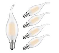 KUNOQXHA C35 LED Candelabra Bulb 4W Dimmable, 40W Equivalent LED Light Bulbs E12 Base LED Filament Chandelier Bulb 2700K Warm White Light 400 Lumens Eye-Protect Frosted Glass Cover 5 Pack