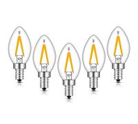 KUNOQXHA C7 Led Light Bulbs, 15W Incandescent Equivalent Led Bulbs 2200K Warm Yellow 100Lumens Clear Glass Cover E14 Candle Base Mini Candelabra Lightbulbs Mini Torpedo Shape 5 Packs