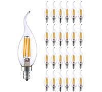 KUNOQXHA E12 LED Candelabra Bulb 4W Dimmable, 40W Equivalent LED Light Bulbs 2700K Warm White 400 Lumens Flame Tip Vintage LED Filament Chandelier Bulb E12 Candelabra Base Bulbs 25 Pack