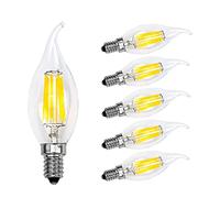 KUNOQXHA E12 LED Candelabra Bulb 6W Dimmable, 60W Equivalent LED Light Bulbs 2700K Warm White 600 Lumens Flame Tip Vintage LED Filament Chandelier Bulb E12 Candelabra Base Bulbs 6 Pack