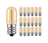 KUNOQXHA E14 Candelabra LED Light Bulbs, 0.6W Dimmable Night Light Bulbs 6 Watt Equivalent T16 Decorative LED Filament Bulb E14 Chandelier Base 2200K Warm White 50LM Amber Glass 25 Pack