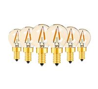 KUNOQXHA G40 Edison LED Filament Light Bulbs 1W Dimmable, E14 Base Vintage Night Light Bulbs 10W Equivalent 2200K Warm White Mini Globe Bul Amber Glass DC AC 12-24V 6 Pack
