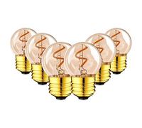 KUNOQXHA G40 Low Watt LED Light Bulb Dimmable 1 Watt Small Edison Globe Light Bulbs 10W Equivalent 2200K Ultra Warm White E26 Screw Base LED Spiral Filament Bulbs Amber Glass 6 Pack