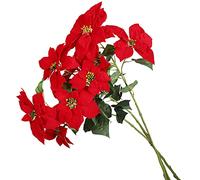 Kunovo 3Pcs 79cm Long Stem Artificial Poinsettia Flowers,Tall Fake Flower Bouquet Faux Poinsettia Plants,Velvet Poinsettia Branches for Vase