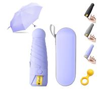 KunpengZen Mini Umbrella, 8 Ribs Folding Umbrella Compact Sun Rain Lightweight 290g, Anti-UV Travel Umbrella with Capsule Case for Men Women Teens -Purple