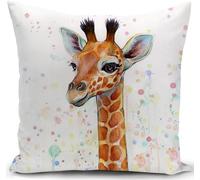 KUNQIAN Cushion Cover Giraffe Gifts for Women Giraffe Ornaments Decor Pillow Cover for Home Livingroom Couch Sofa Decorations Colorful 18"x18"(45x45cm)