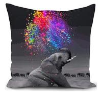 KUNQIAN Elephant Cushion Cover Decorations Gift Elephant Grey Pillow Cover Animal Africa Ornaments Colorful Art Throw Pillow Case Decor Home Livingroom Couch Sofa 18"x18"(45x45cm)