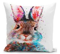 KUNQIAN Rabbit Cushion Cover Bunny Decorations Easter Rabbit Gift for Women Throw Pillow Case Outdoor Garden Mothers Day Home Livingroom Couch Sofa 18"x18"(45x45cm)