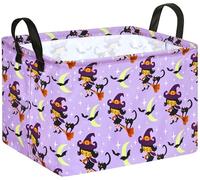KUNRO Pumpkin Pattern Halloween Storage Gift Basket Canvas Storage Bins with Handles Rectangle Storage Cubes Organizer for Bedroom Living Room