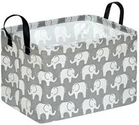 KUNRO Rectangle Toy Bin Waterproof storage organizer for Nursery Hamper Home decor Closet Kids Bedroom Laundry Baby Gift Shelf Baskets(Elephant)