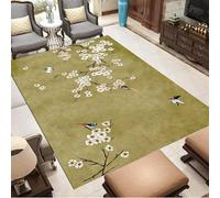 Kunsen Anti Slip Door Mats 50x80cm,Bird And Flower Patterns,Short Pile for Front Door,Kitchen,Under Table Sage Green
