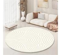 Kunsen Boys Bedroom 100x100cm Beige Soft and durable modern stripes for use in the living room bedroom, especially by bedside Washable Rugs Large