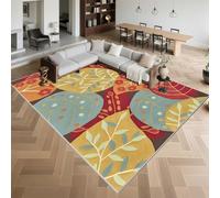 Kunsen Machine Washable Rugs for Bedroom 200x240cm,Leaf Pattern,Low Pile for Living Room,Home Office,Kitchen Yellow