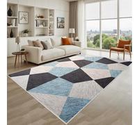 Kunsen Not Deformed Rugs Living Room ， Blue Grey 70X140Cm Short Pile Abstract Geometry For A Boy'S Bedroom Hallway