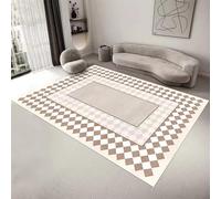 Kunsen Short Pile Carpets for Living Room 160x230cm,Checkerboard Patterns,Anti Slip for Kid's Playing Room,Laundry,Garden Beige
