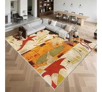 Kunsen Short Pile Door Rug 60x90cm,Leaf Pattern,Soft for Outside,Kitchen,Hallway Beige