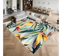Kunsen Soft Rug for Bedroom 140x200cm,Leaf Pattern,Machine Washable for Living Room,Laundry,Playroom Green