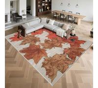 Kunsen Washable Large Rugs Living Room 200x290cm,Leaf Pattern,Low Pile for Bedroom,Dining Room,Corridor Red