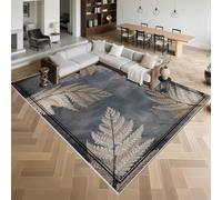 Kunsen Washable Rugs Living Room 80x160cm,Leaf Pattern,Short Pile for Bedroom,Dining Room,Corridor Blue