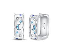KUNSIR 925 Silver Earrings Womenz Hoop Earrings Hypoallergenic 1 Pair Bright Star River Earrings Best Gift for Women 14k Gold Earrings