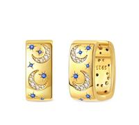 KUNSIR 925 Silver Earrings Womenz Hoop Earrings Hypoallergenic 1 Pair Bright Star River Earrings Best Gift for Women 14k Gold Earrings