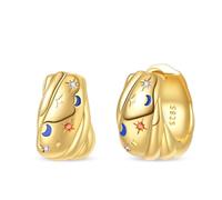 KUNSIR 925 Silver Earrings Womenz Hoop Earrings Hypoallergenic 1 Pair Bright Star River Earrings Best Gift for Women 14k Gold Earrings