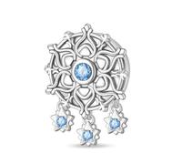 KUNSIR 925 Silver Reflective Clip on Charms Flat Beads Suitable for European Bracelets and Pandora Bracelets Women Fashion Safety Chain Clasp Beads