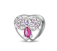KUNSIR 925 Silver Reflective Clip on Charms Flat Beads Suitable for European Bracelets and Pandora Bracelets Women Fashion Safety Chain Clasp Beads