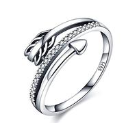 KUNSIR 925 Silver Ring Fits European Ring for Women Classic Cubic Zirconia Simple Statement Anniversary Wedding Ring Pandora Rings Size 7-9