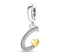 KUNSIR 925 Sterling Silver Alphabet Initial Charms Letter Complete A-Z Letters Solid Silver Cubic Zircons Beads Alphabet Beads Dangle Pendants for European Bracelet Necklace Women